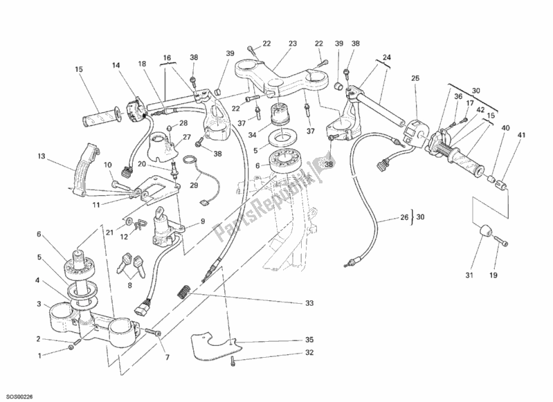 Alle onderdelen voor de Stuur van de Ducati Sport ST4 S USA 996 2005